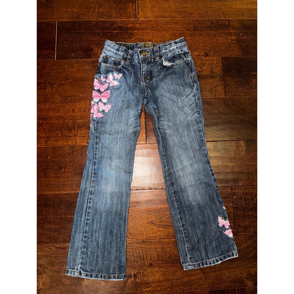 Childrens Place Girls Size 8 Bootcut Jeans Butterfly Embroidered Y2K